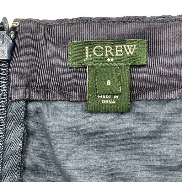 J Crew Factory Mini Skirt Womens 8 Navy Blue Eyelet Cotton Lined Straight 45712 - Picture 4 of 8
